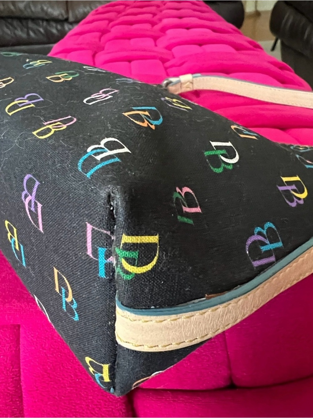 Dooney & Bourke Black Shoulder Bag with Multicolor DB Logo Print - Picture 10 of 15